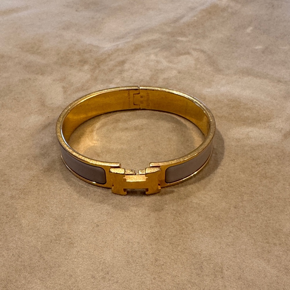 Hermes Gold Bracelet with Cream Detail
